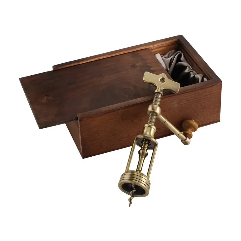 Wine Opener Corkscrew Manual Heavy Duty Zinc Alloy Wine Bottle Opener Antique Corkscrew with Wooden Gift Box