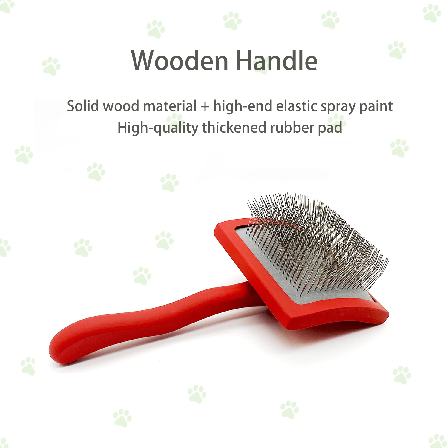 Custom Logo Wood Handle 1 Inch Long Pins Pet Hair Grooming Slicker Brush for Dog and Cat