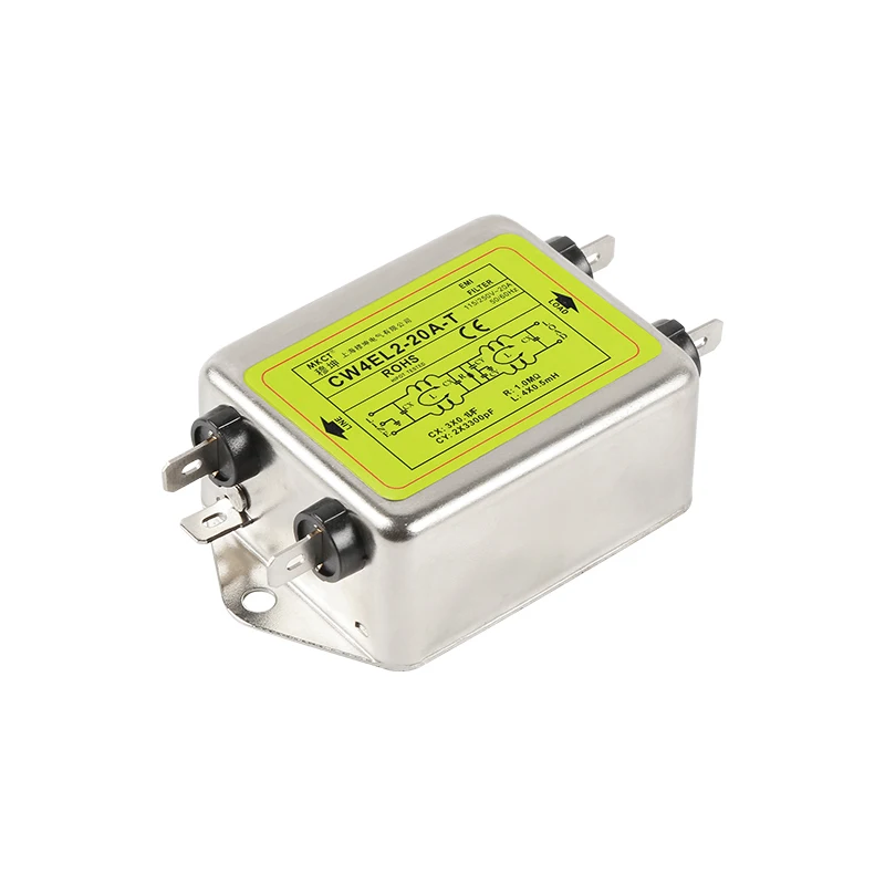 Insert Connection Single-Phase 220V EMI Filter Enhanced Bipolar 2 Pins CW4EL2-3A/6A/10A/20A/30A-T Power Filter
