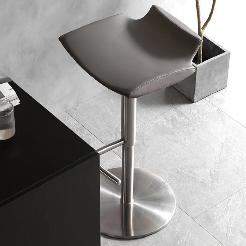 High Quality Stainless Steel Adjustable Designer Bar Stool Kitchen Counter Upholstered Swivel Gas Lift Bar Stool
