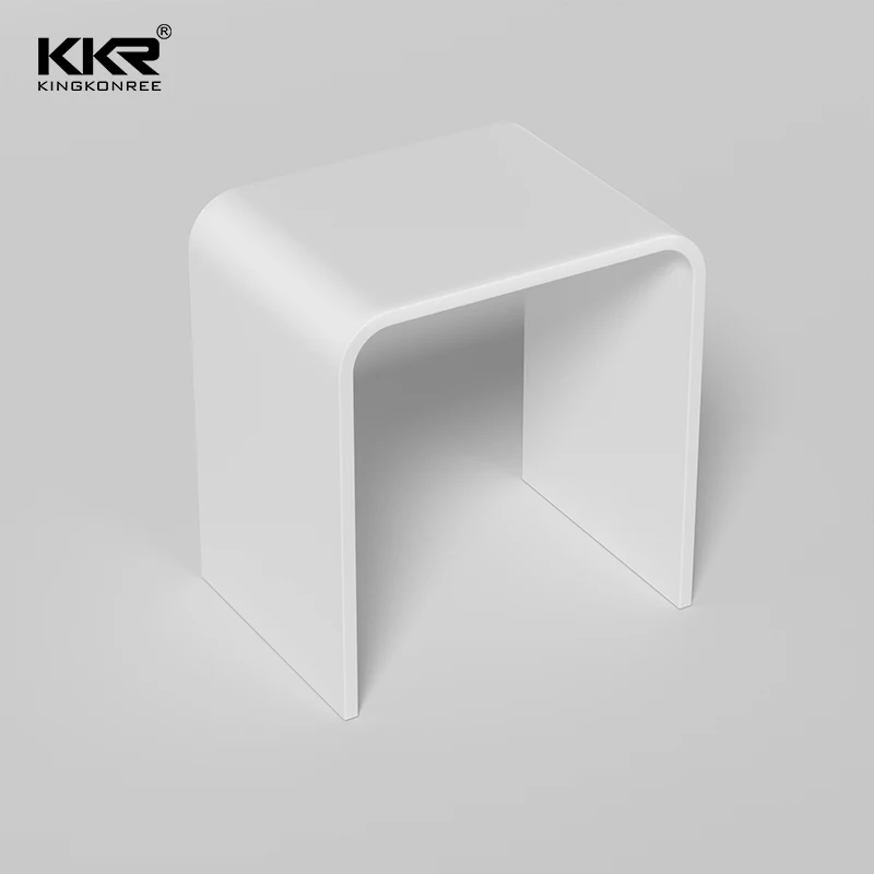 Small White Matt Shower Stool Shower Bench Bath Stool for Bathroom