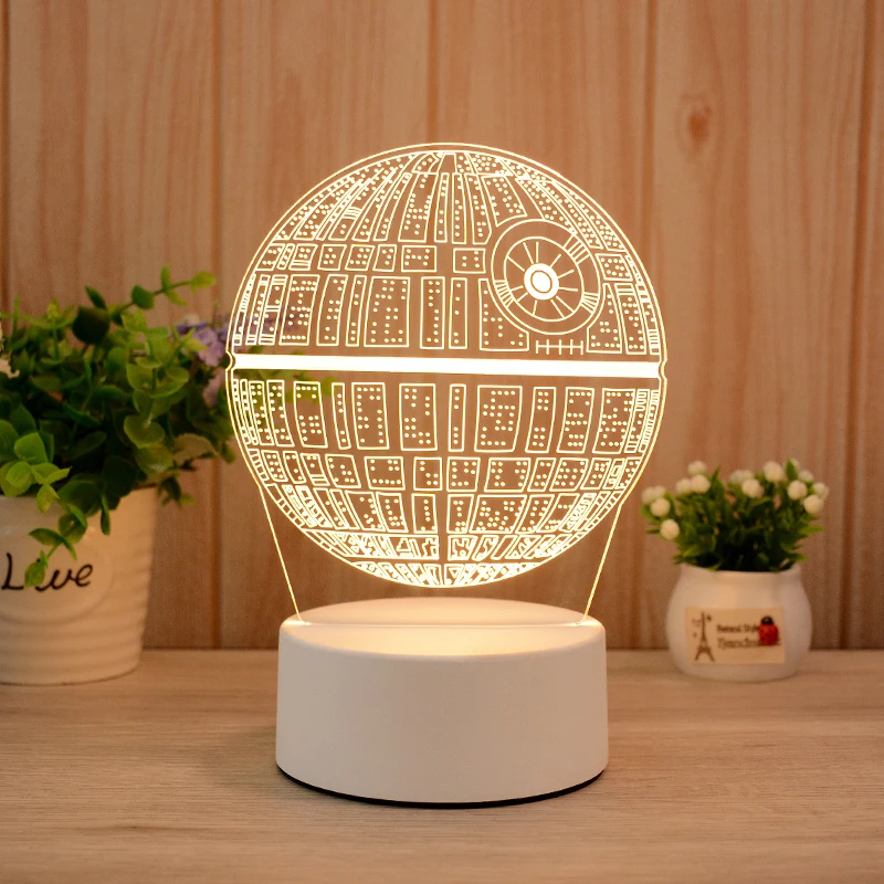 
3D Illusion Acrylic Night Light LED 3D Lamp With 3 Colors Or Single Color 