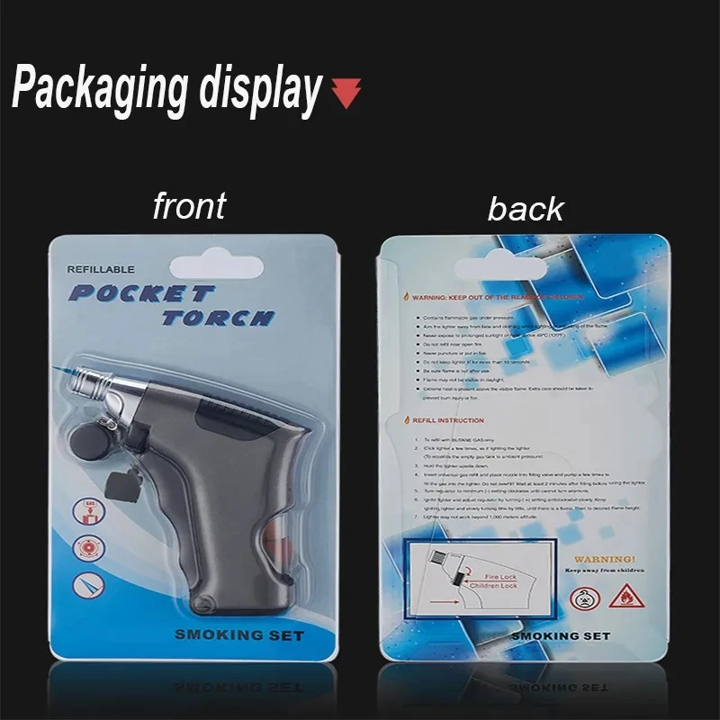 Factory Cheap Small Spray Gun Safety Lock High Fire Jet Flame Metal Lighter Kitchen Outdoor Tools Windproof Torch Butane Lighter