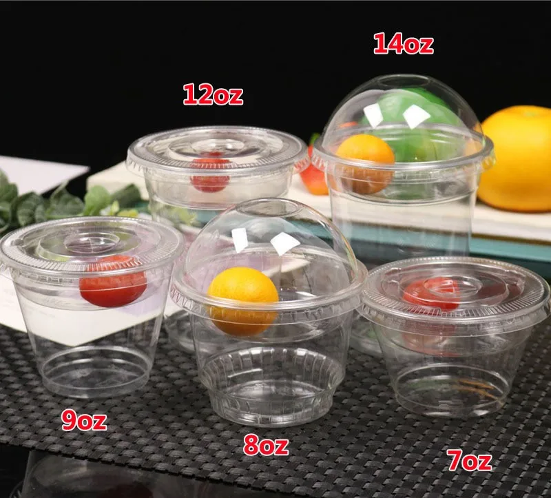 PET Plastic U-Shaped Double Layer Oatmeal Cake Milk Tea Disposable Paper Frozen Yogurt Cup With Spoon And Inner Tray