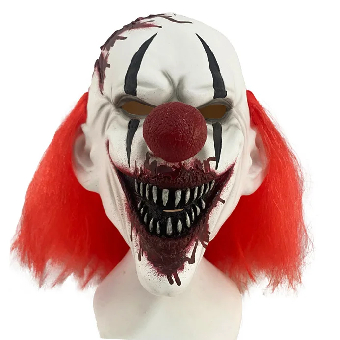 Scary clown mask Headgear red nose Halloween latex party clown joker mask Full Head Terrorist Mask Creepy