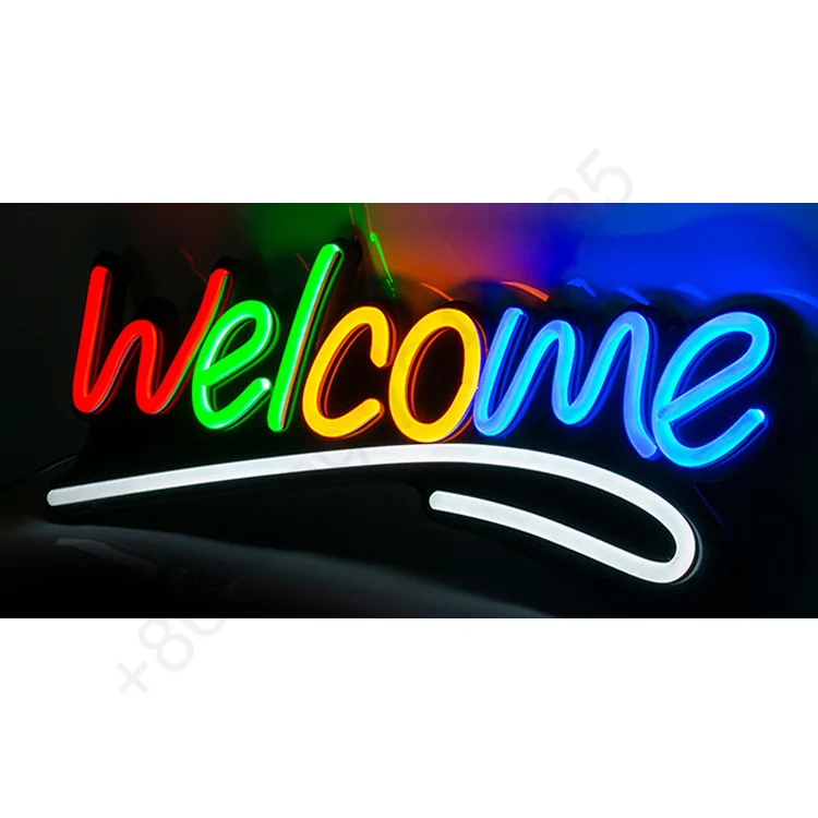 RTS Welcome Custom Led Neon Light Sign Flex Neon Letter Welcome For Bedroom Decoration