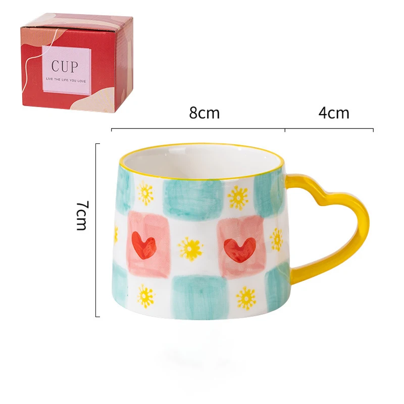 Cute Girly Heart Ins Style Ceramic Cup Mug Love Creative Hand Painted Cup Coffee Cup Souvenir Gift