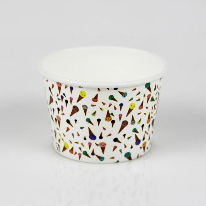 factory-direct sale 4oz 8oz 16oz Disposable icecream cups paper bowl paper cup  with lids for holding ice cream sundaes gelato