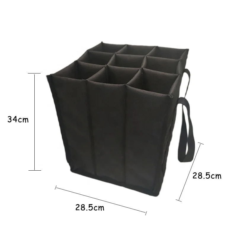 Black Promotional Supermarket 9 Bottles Wine Carrier Bag with Logo