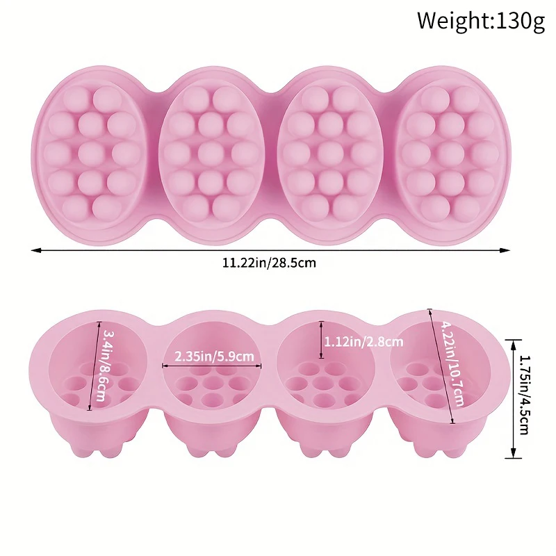 Kaijie 4-Hole Massage Soap Silicone Mold Diy Elliptical Convex Massage Handmade Soap Gift Decoration Resin Dropper Mold