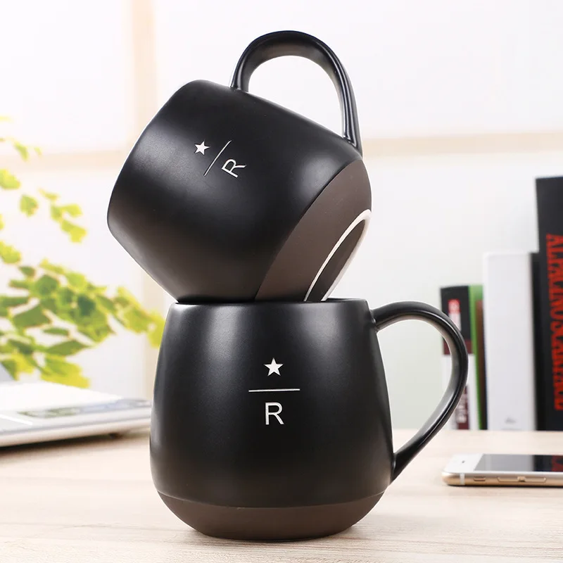 Популярные Новые Креативные подарочные кружки с крышкой, большая емкость, черная стеклянная кофейная чашка, Пользовательский логотип, керамическая чашка