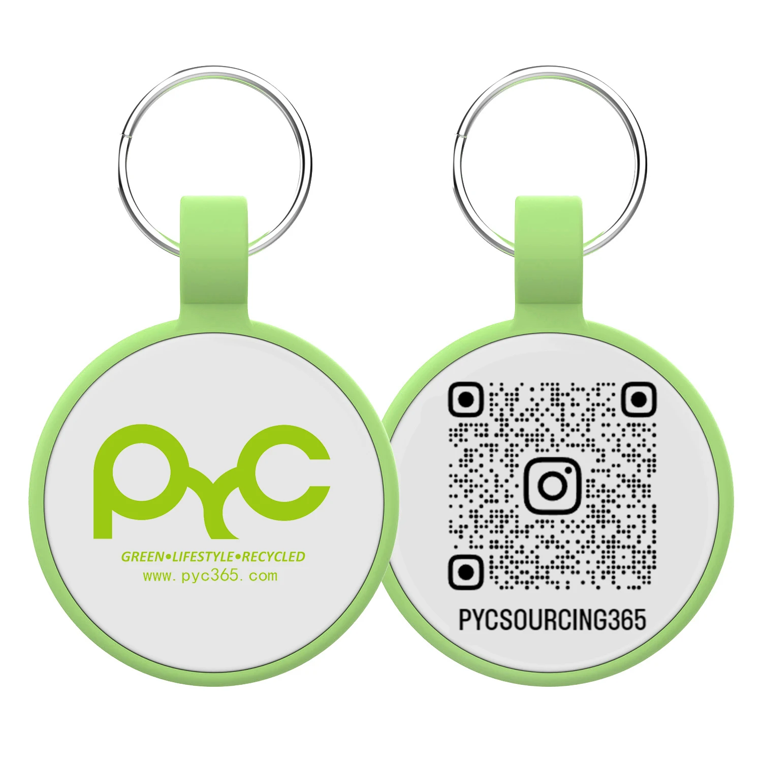 Custom Stainless Steel Keychain with QR Code Tag Brand Logo Hooked Cell Phone Charm Key Accessories with Hanging Hook Key Tag