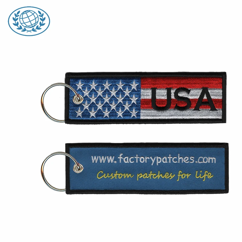 Custom Size keychain Embroidered aviation keychain before flight personnel keyrings No MOQ