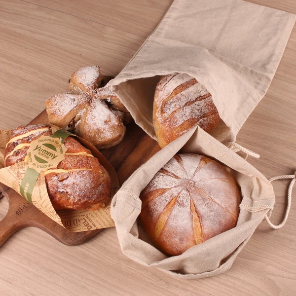 
BOSI Reusable Organic Cotton Bread Bag Pure Natural Biodegradable Unbleached to keep Homemade Bread Fresh Customzied 21CM * 36CM 