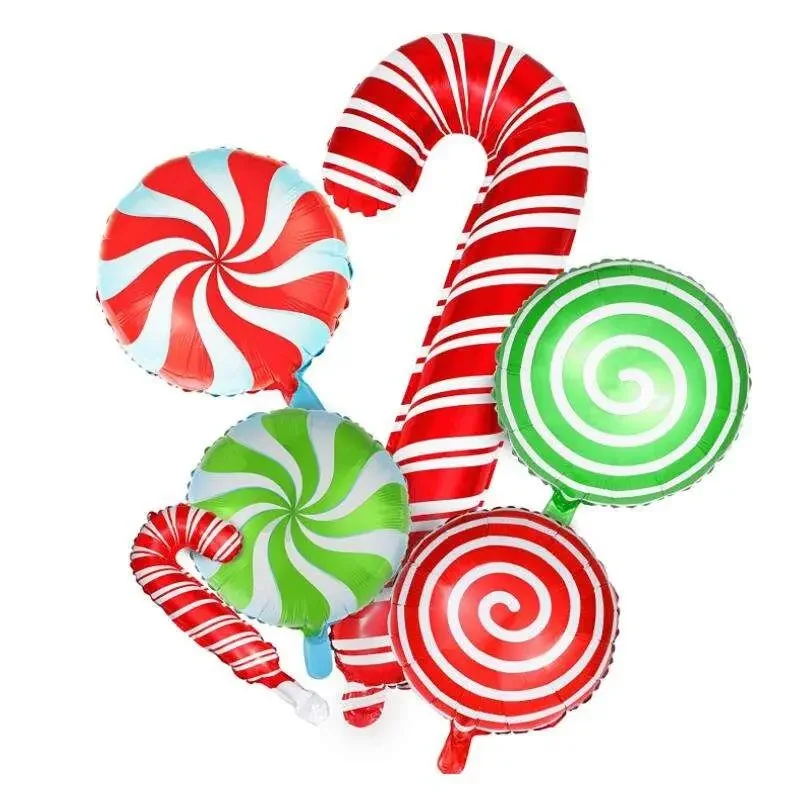Christmas Candy Cane Foil Mylar Balloons Big Xmas Birthday Party Decoration Supplies Photo Backdrop Red And White Green Sweet