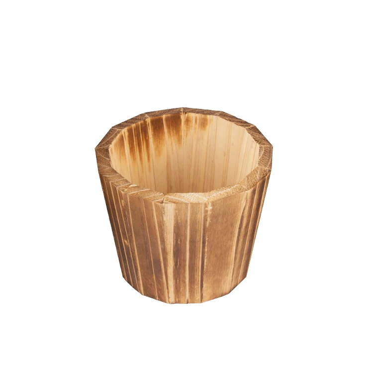 Garden Wooden Barrel Set of 3 Indoor Outdoor Wine Barrel Whiskey Planters Wooden Planter Wooden Bucket