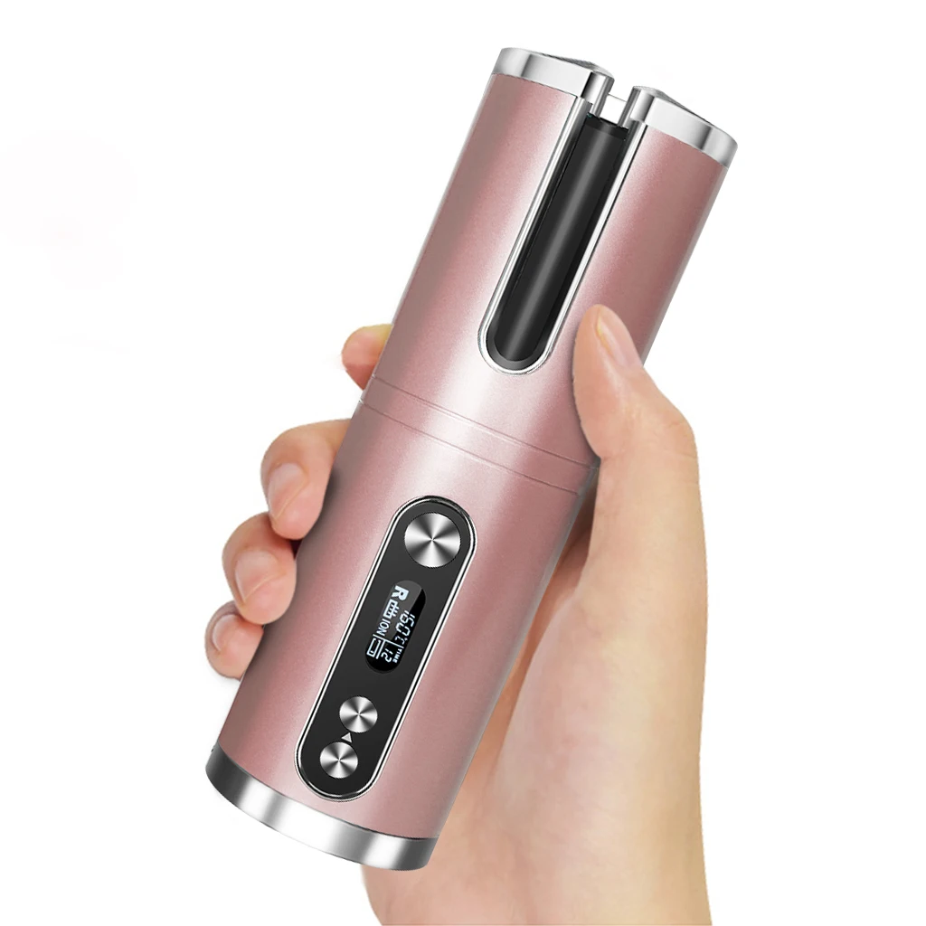 
Hair Curler Cordless Auto Curling Iron Tongs Electric Rotating with Battery Heat Isolating Chamber LCD Display Temperature 