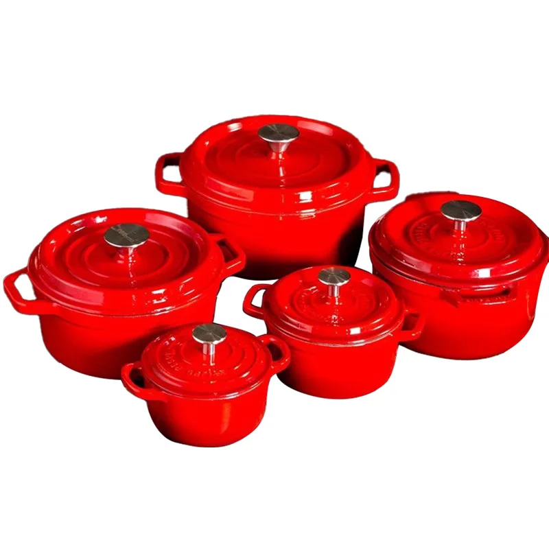 20-22-24-26-28cm Cast Iron Soup Pot Non Stick Cookware Set Non Stick Pot Set Cast Iron Coating Cooking Pot