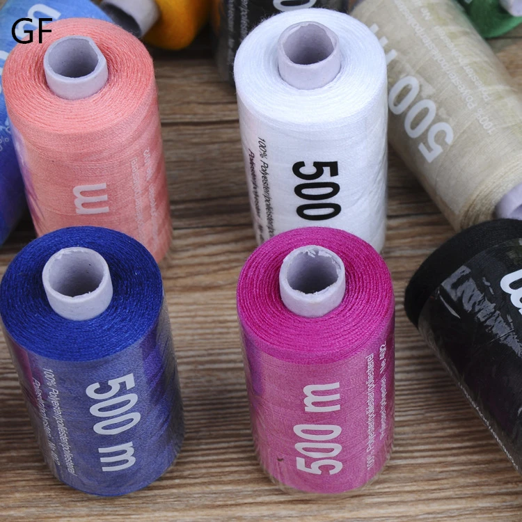 Hot Selling 402 Sewing Thread 12pcs Paper Box Small Twisting 500m Per Spool Jeans Sewing Polyester Thread For Sewing