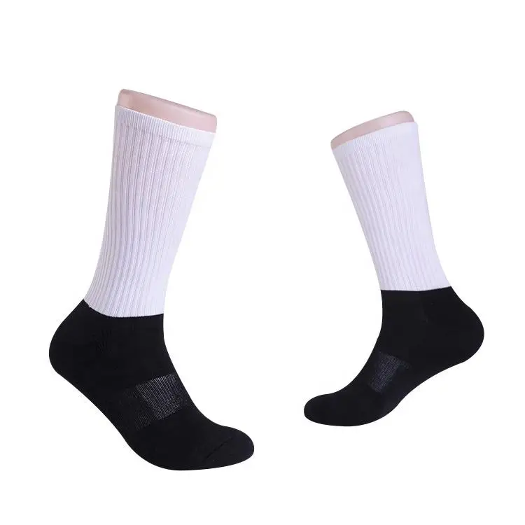 Custom Logo Sublimation White Socks Polyester Crew Men Unisex Different Sizes Printed Blank Socks For Sublimation