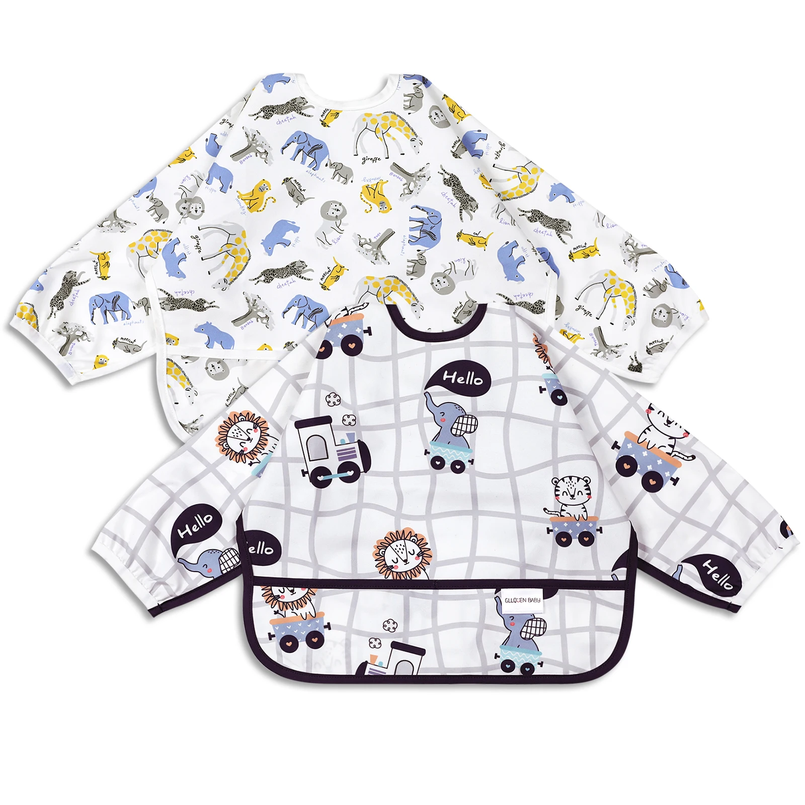 hot sale Long Sleeve Waterproof Baby Toddler Kids Bib With Pocket Children Stuff baby eating apron Manufacturer