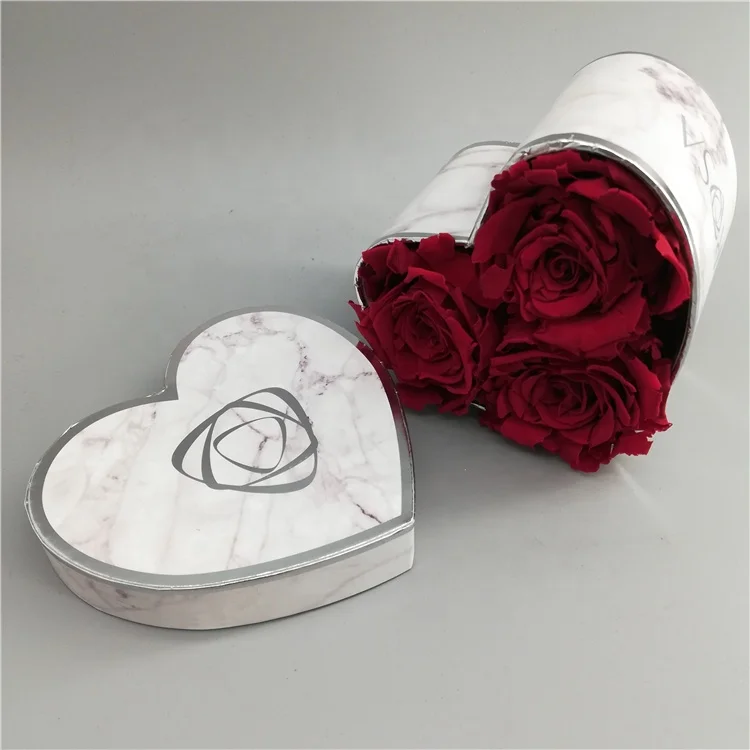 Factory price preserved flower gift box, chic marble printing paper rose boxes custom logo
