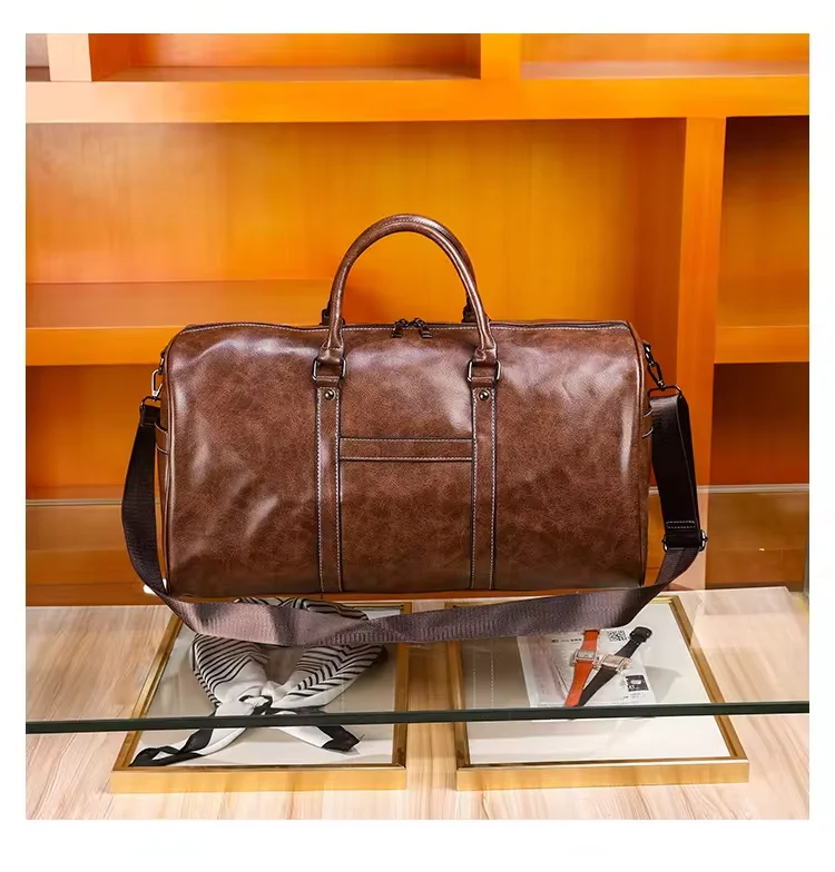New Arrival Custom Logo Luxury Black Designer Duffel Bag leather bags men Weekender sports Overnight luggage Travel Bag