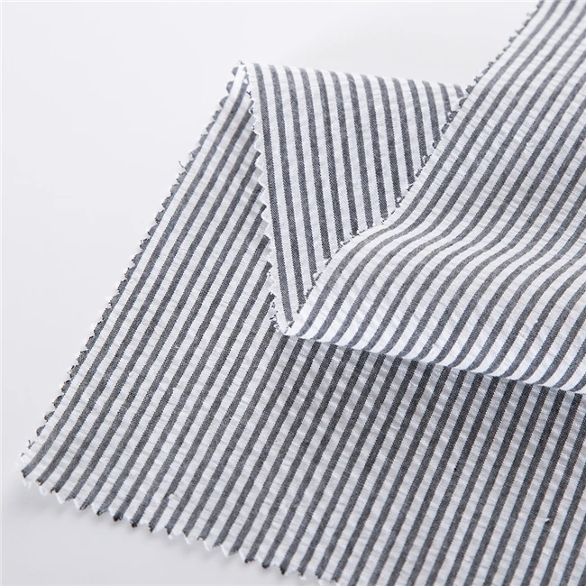 
Modern Design Grey and White Striped fabric Cotton Seersucker Fabric 