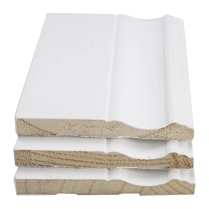 Popular White Primed Moulding Skirting Board Flooring Wood Baseboard