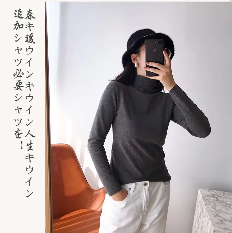 
2020 New Style Cationic Warm Body Slim Lady Cotton Base Shirt Long Sleeve Turtleneck Lady Women Tops Style 