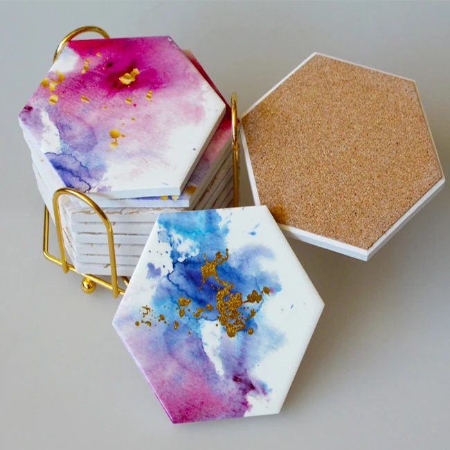 
Wholesale sublimation hexagon coaster absorbent blank ceramic car coaster for drink 