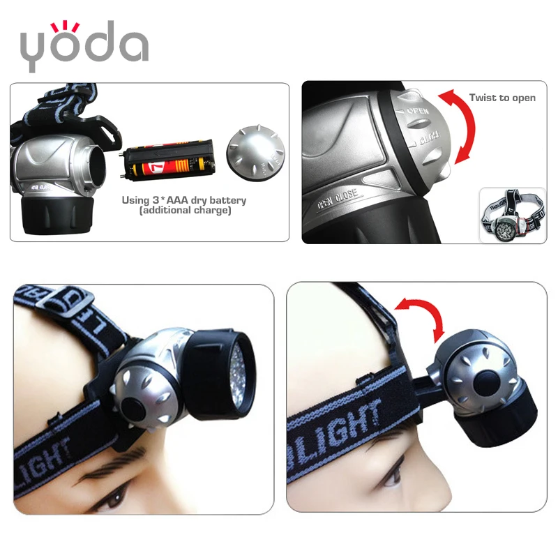 Plastic cheap AAA dry battery 7 12 20 21 multi led Headlamp for promotion gift