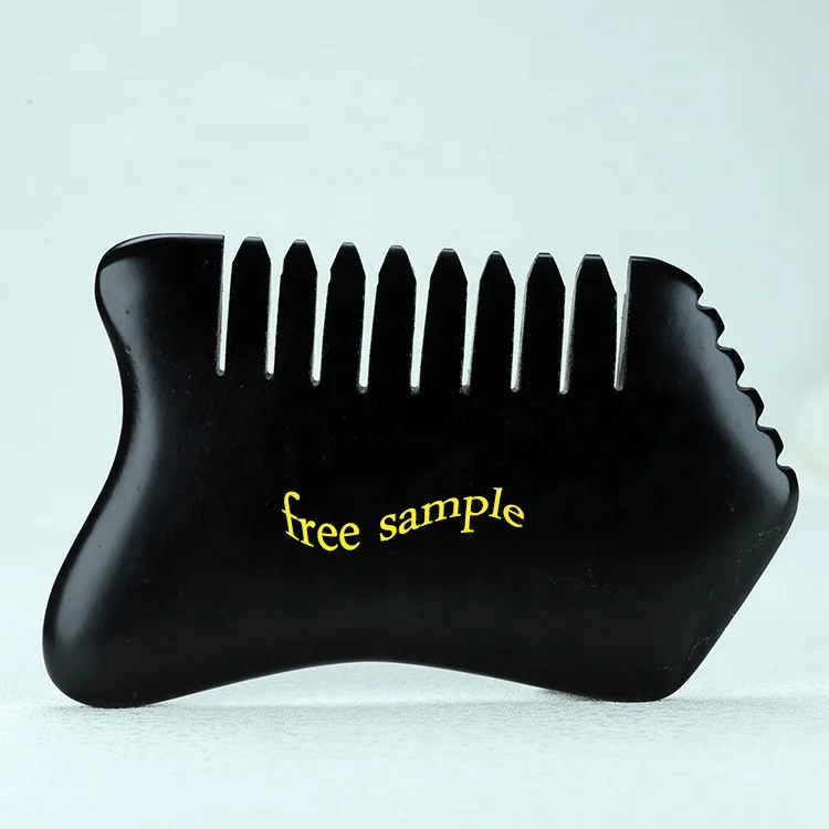 Natural Bian Stone Gua Sha Scraper Comb Shape Guasha Board Head Body Meridian Scraping Muscle Relaxation Handle Massage Tool
