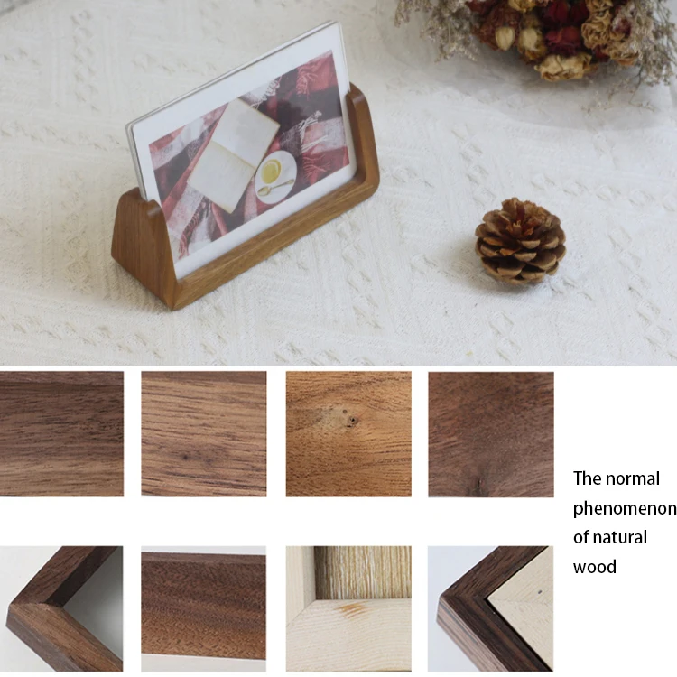 Horizontal Vertical 4*6 Picture Frame Rustic Wooden Photo Frames with Walnut Wood Base and High Definition Acrylic Covers