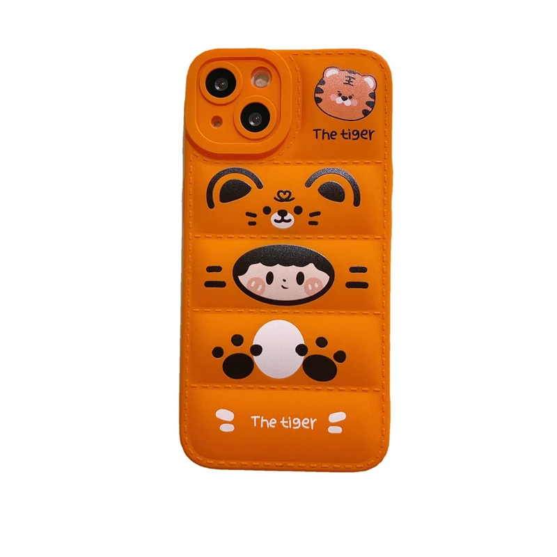 Custom Soft Puffer Cotton Down Jacket Phone case Frosted TPU Fashion Brand Feather Dress Case for iPhone 14 13 12 Samsung Xiaomi