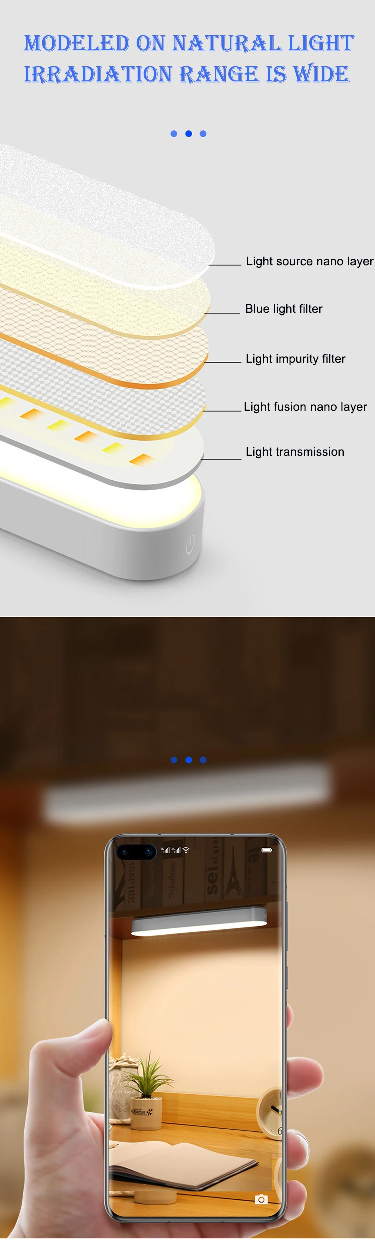 2023 5V hot sale dormitory  smart desk lamp adsorption led eye protection plug-in, charging  and remote control models available