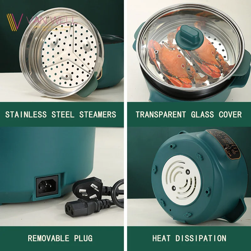 Multi stainless steel soup pot electric cooker frying pan electric skillet intelligent cooking pot preset timing cookware set