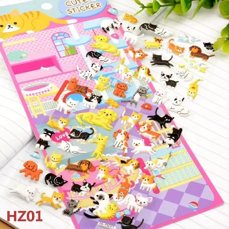 Wholesale High Quality Kawaii Kid Play 3D Bubble Puffy Cartoon Shark Animal Self-adhesive Sticker