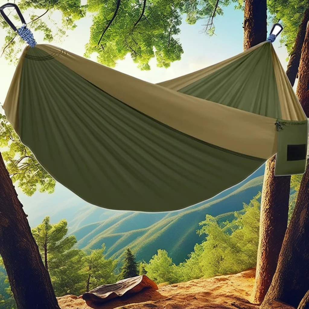 Portable Camping Hammock for Indoor and Outdoor Use with Tree Ties Quality Fabric Camping Accessories and Equipment