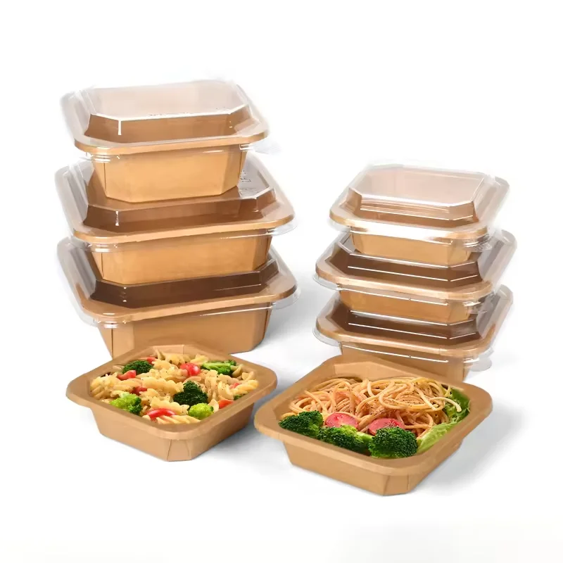 Food Restaurant New Design Take out food container White Kraft octagonal paper bowl Square Rectangle kraft paper salad box
