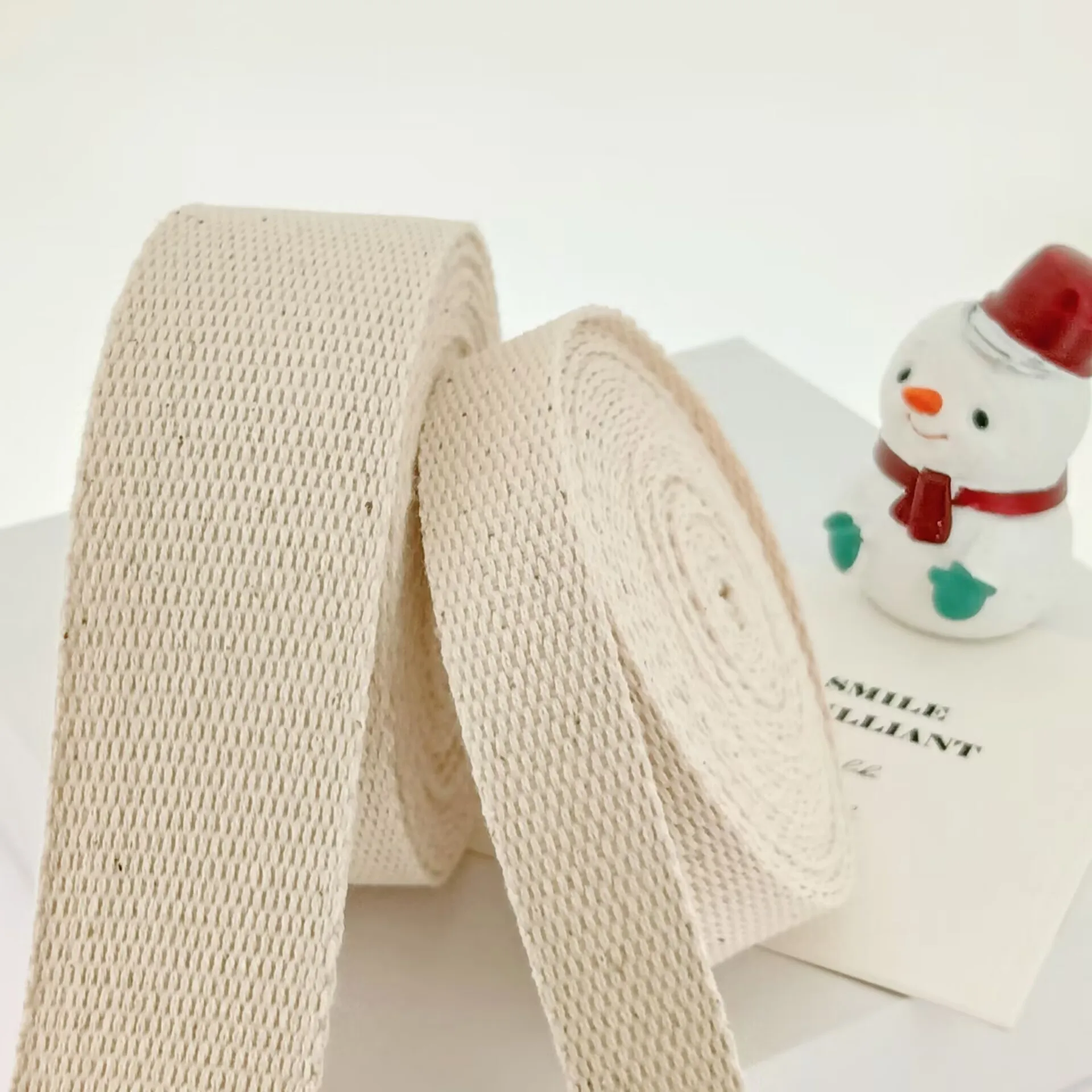 25mm Custom Bias Belt RollsTwill Herringbone Edging Tape Twill Thick Woven Cotton Satin Ribbon Webbing for Bag Handle