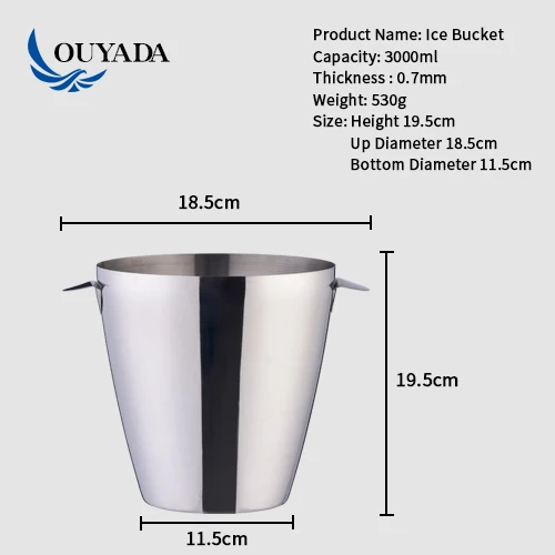 
Factory Direct 3L customized large stainless steel metal buckets with handle 