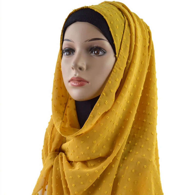 Flocking shears flower custom logo scarf solid hijab chiffon