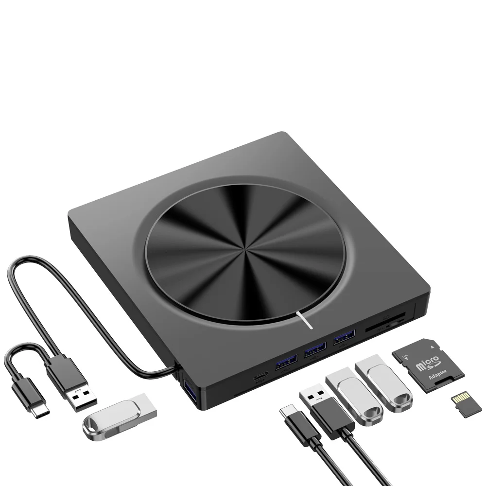 2024 7-in-1 EDD30 V2 External DVD Drive new Type-C+USB3.0 Optical CD-RW DVD-RW Writer Burner Free Drive For Wins Laptop Computer