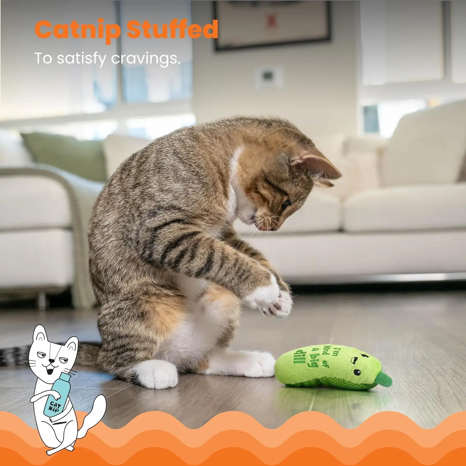 Wholesale Green Cucumber Plush Toy Eco-friendly Training Cat Interactive Puzzle Plush Chew Toy With Catnip Pet Supplies