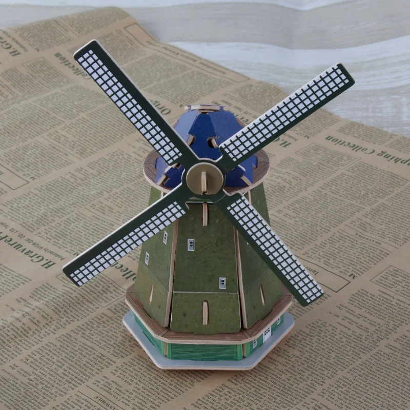 Children DIY 3D Wooden Puzzle Architecture Hand assembled Building Model wooden Toys