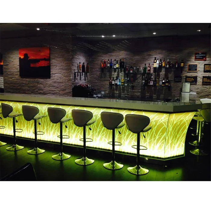 Современная светодиодная стойка для ресторана, суши, кафе, бара с твердым покрытием из искусственного камня (62333873523)