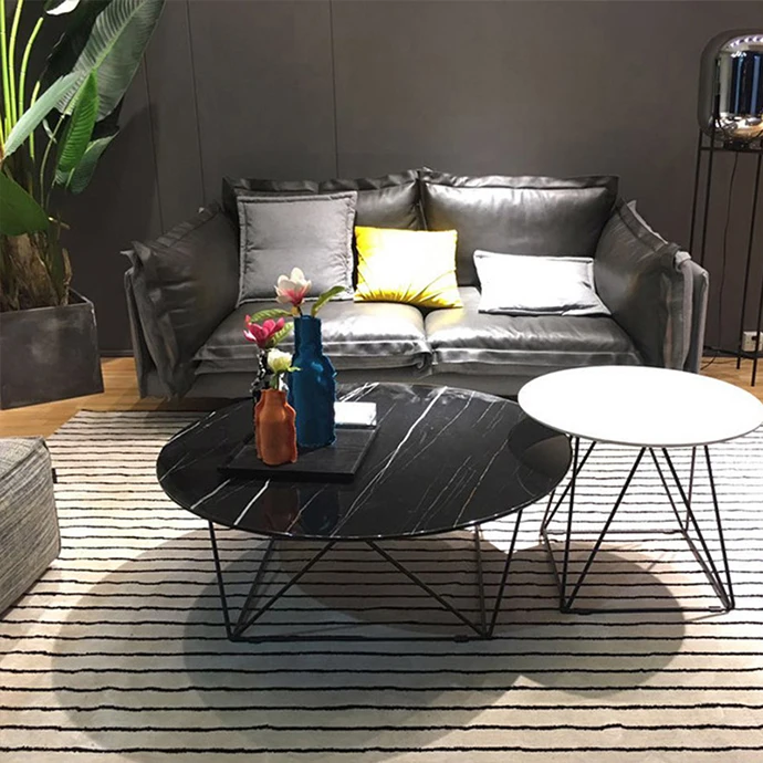 
Metal top laser cutting Black coffee table 