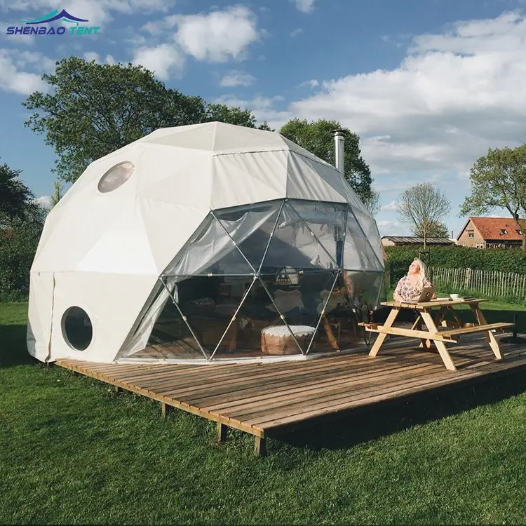 Outdoor Glamping Luxury Transparent Glass Igloo Geodesic Dome Hotel Tent House Custom home 6M for sale