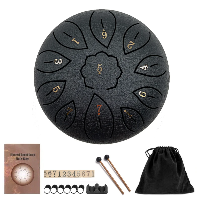 
Tongue Drum 6 Inch Steel Tongue Drum Set 11 Tune Hand Pan Drum Pad Tank Sticks Carrying Bag Percussion Instruments Accessories 